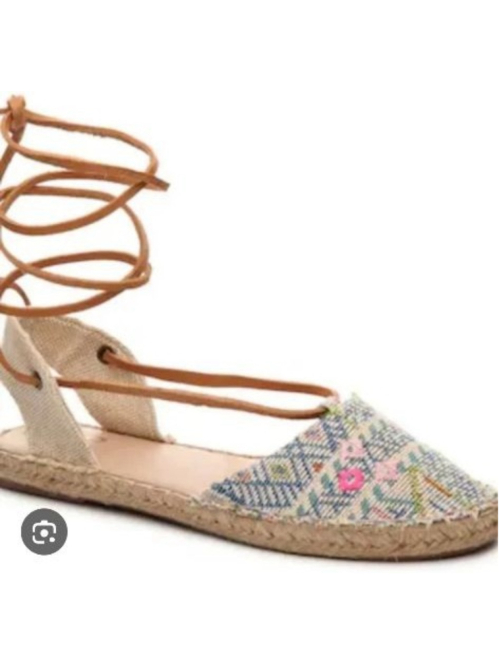 Women's Ankle Wrap Espadrilles with Lace-Up Detail, Beige Pink Blue sz 10 Flat